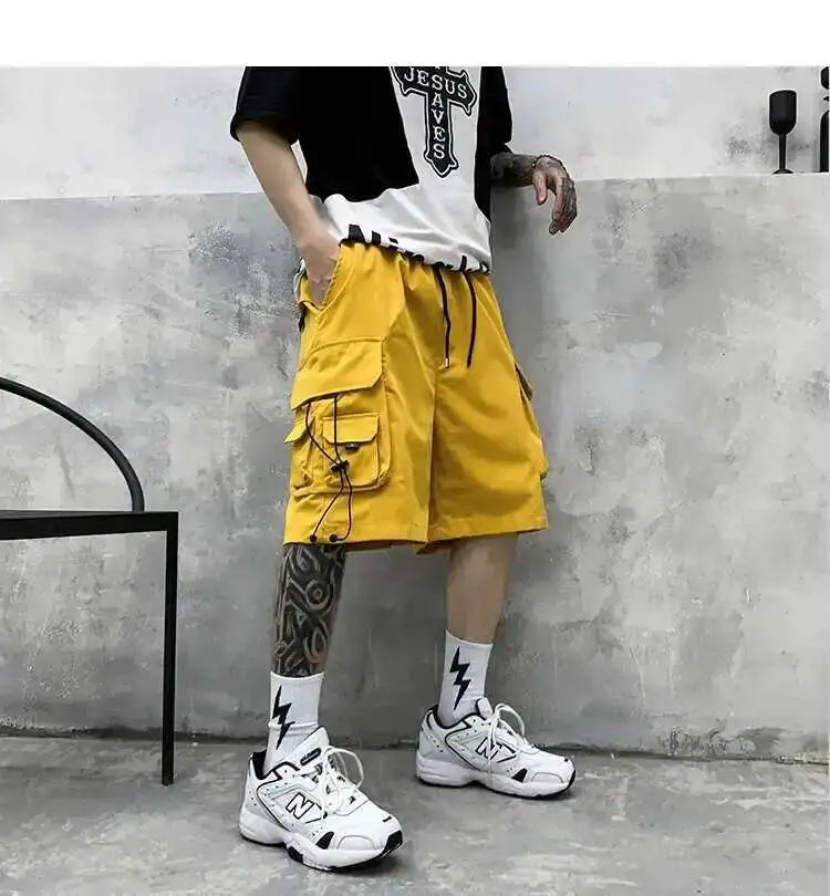HKSH Summer Men's Workwear Shorts Trendy Brand Ins High Street Loose Outerwear Knee-length Pants Trendy Straight Pockets HK0673