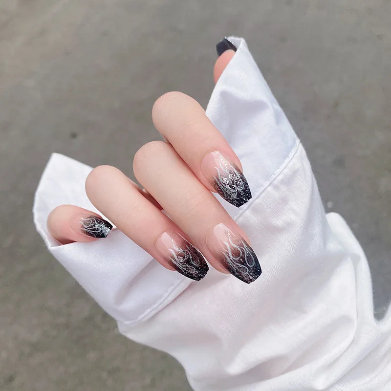 24Pcs/Set Fake Nails With Glue Full Cover Nail Tips Press On Med Nails DIY Manicure Oval Head False Nails Pink Almond Artificial