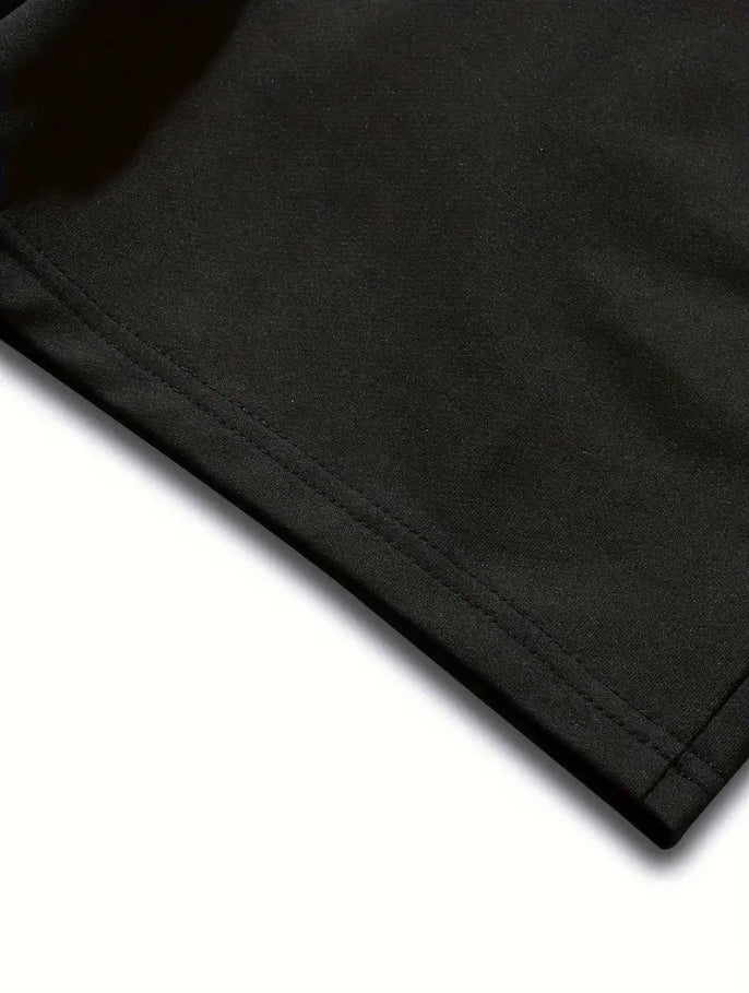 Men's Everyday Casual Comfort Co-Ord Set, Crew Neck T-Shirt & Elastic Waist Shorts with Chest Circular Emblem Print for Daily Us