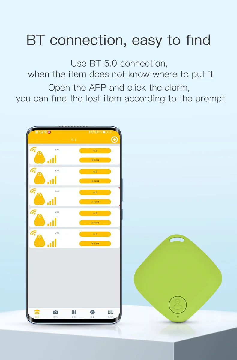 Smart Anti-Lost Bluetooth GPS Tracker Tag Compatible with Android & iOS Locator for Car Keys Pet Finding