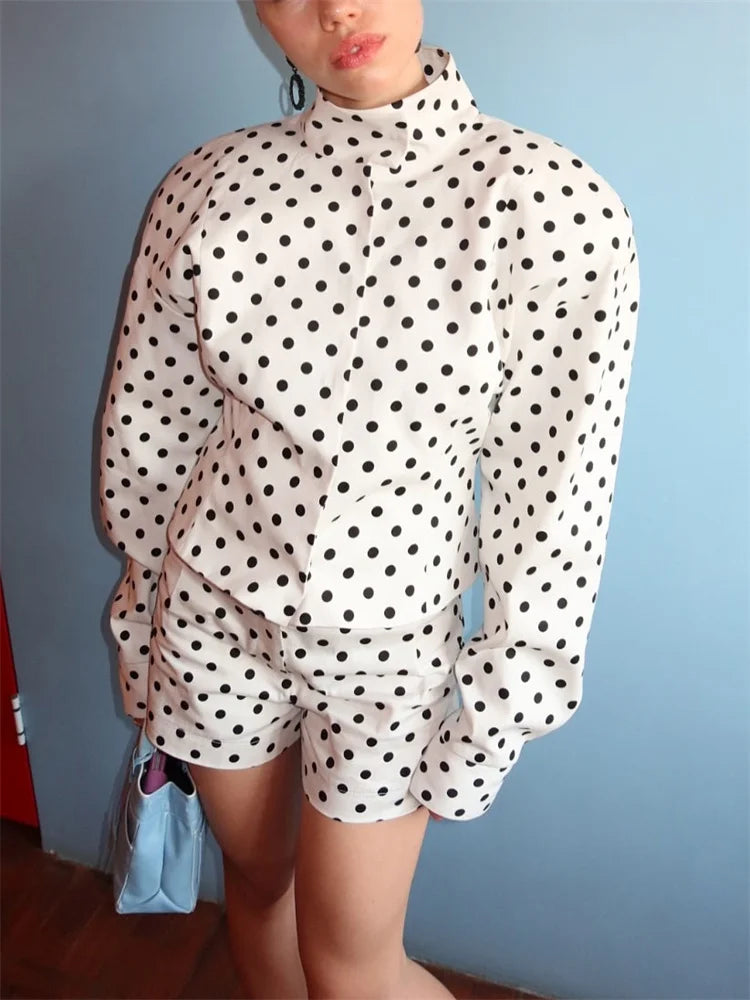 Tossy Fashion Commute 2 Piece-Set Shorts For Women Long Sleeve Patchwork Contrast Shirts Coat And Female Shorts Outfits Summer