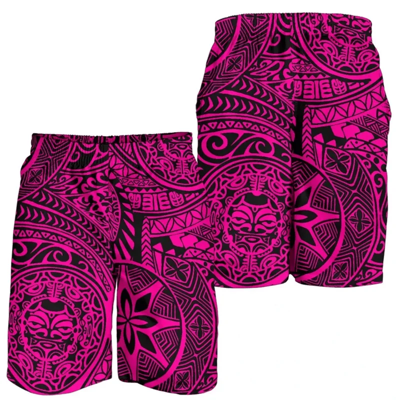 New 3D Printed Polynesian Tribal Turtle Hawaii Shorts Men's Beach Shorts Women Vacation Floral Sports Board Shorts Swim Trunks