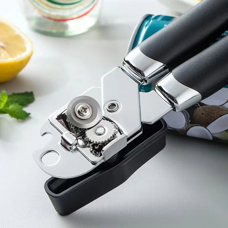 Stainless Steel Can Opener Multifunctional Manual Strong Grip Opener Side Cut Tins Bottle Opener Kitchen Gadgets
