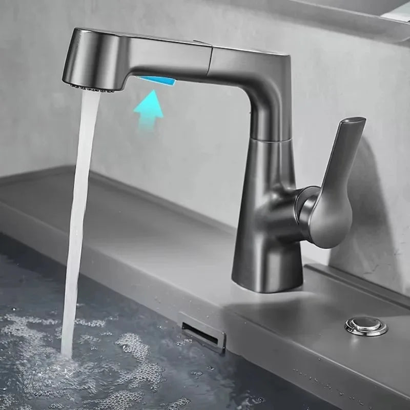 2026 New Rotary Pull-out Bathroom Sink Faucet Hot & Cold Water 3 Modes Water Outlet Stylish Modern Design Basin Mixer Tap