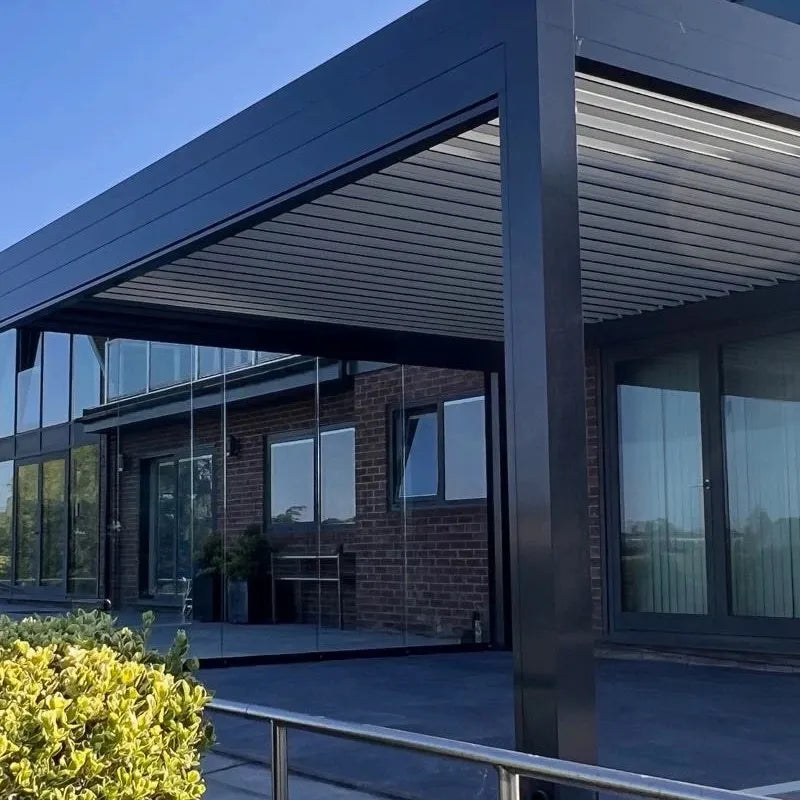 Pergola murale bioclimatique en aluminium, toit à persienne motorisée, auvent extérieur étanche pour balcon ou jardin