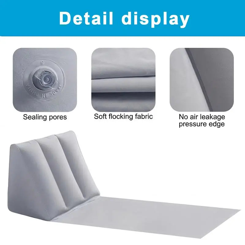 Inflatable Soft Beach Pillow Wedge Mat PVC Foldable Flocking Travel Portable Back Support Triangle Cushion Leisure Lounger