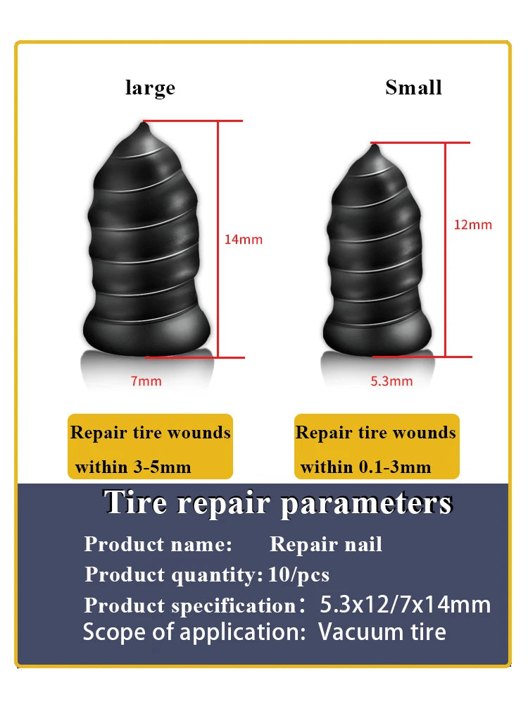Car Motorcycle Vacuum Tyre Repair Nails 10-60pcs Truck Scooter Bike Tire Puncture Repair Tools Rubber Metal Nails Accessories