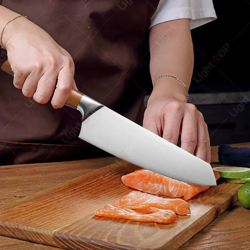 Japanese Chef Knife Professional Kitchen Knives Set Meat Cleaver Fish Fillet Slicing Santoku Knife Cooking Butcher Knife