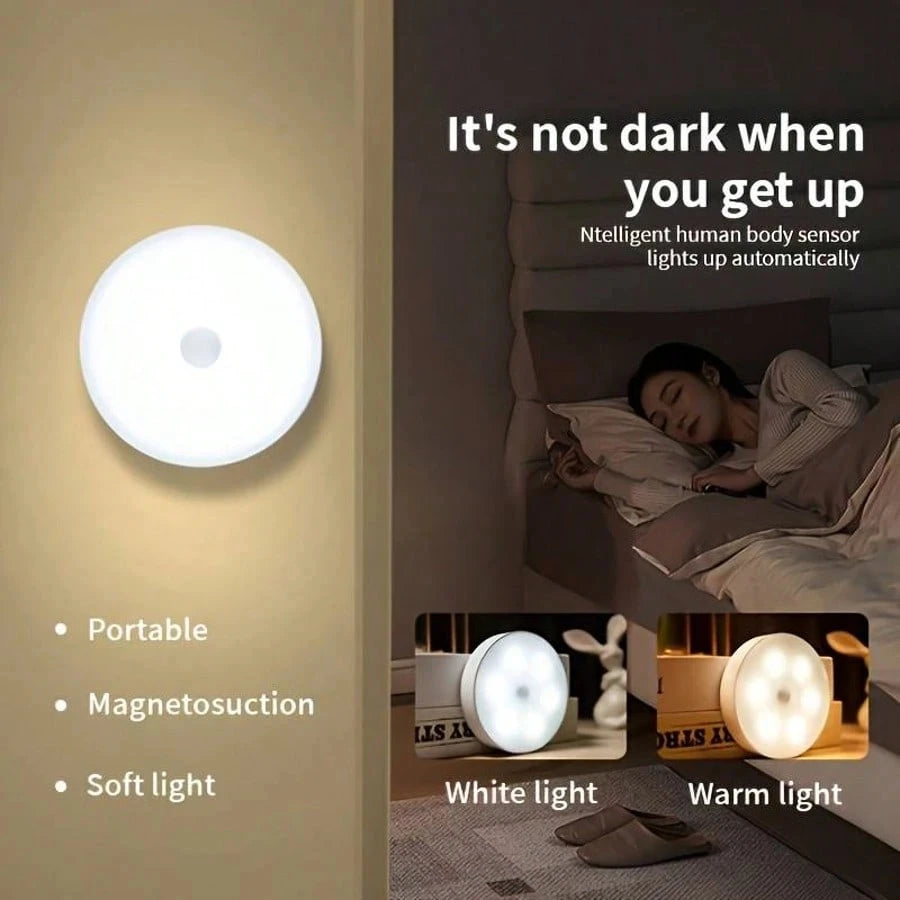 LED Night Light with Motion Sensor Cabinet Lamp Wireless Bedside Nightlight Battery Power For Bedroom Closet Stairs Lighting