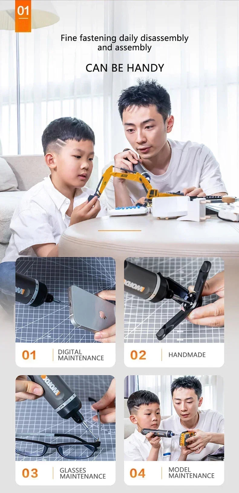 Worx 4V Electrical Screwdrivers Set WX242 Portable Smart Cordless Power Screw Driver Mini Electric Drill Home Repair Power Tool