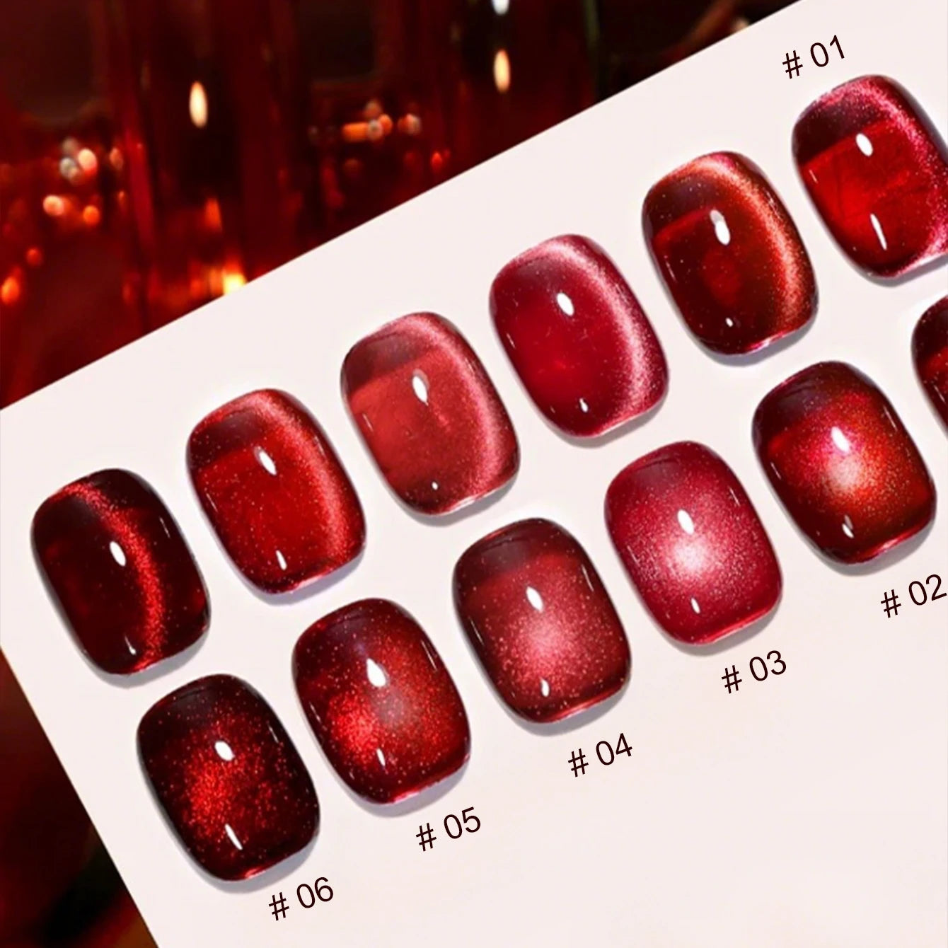MIANEL 12ML Red Ocean Cat Eye Gel Nail Polish 2026 Top Selling Red Color Flash Glass Beads Cat Magnetic Gel Red Nails 1-9pcs