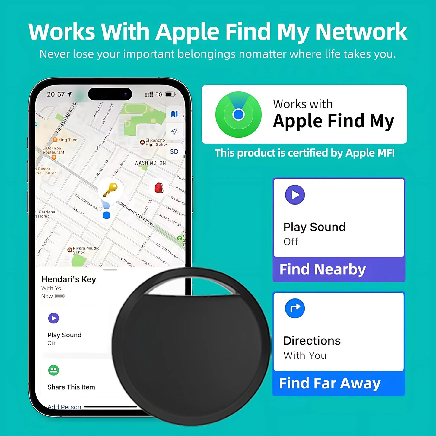 Smart Bluetooth Mini GPS Tracker Work With Find My APP ITag Anti Lost Reminder Device MFI Rated Locator Car Key Pet Kids Finder