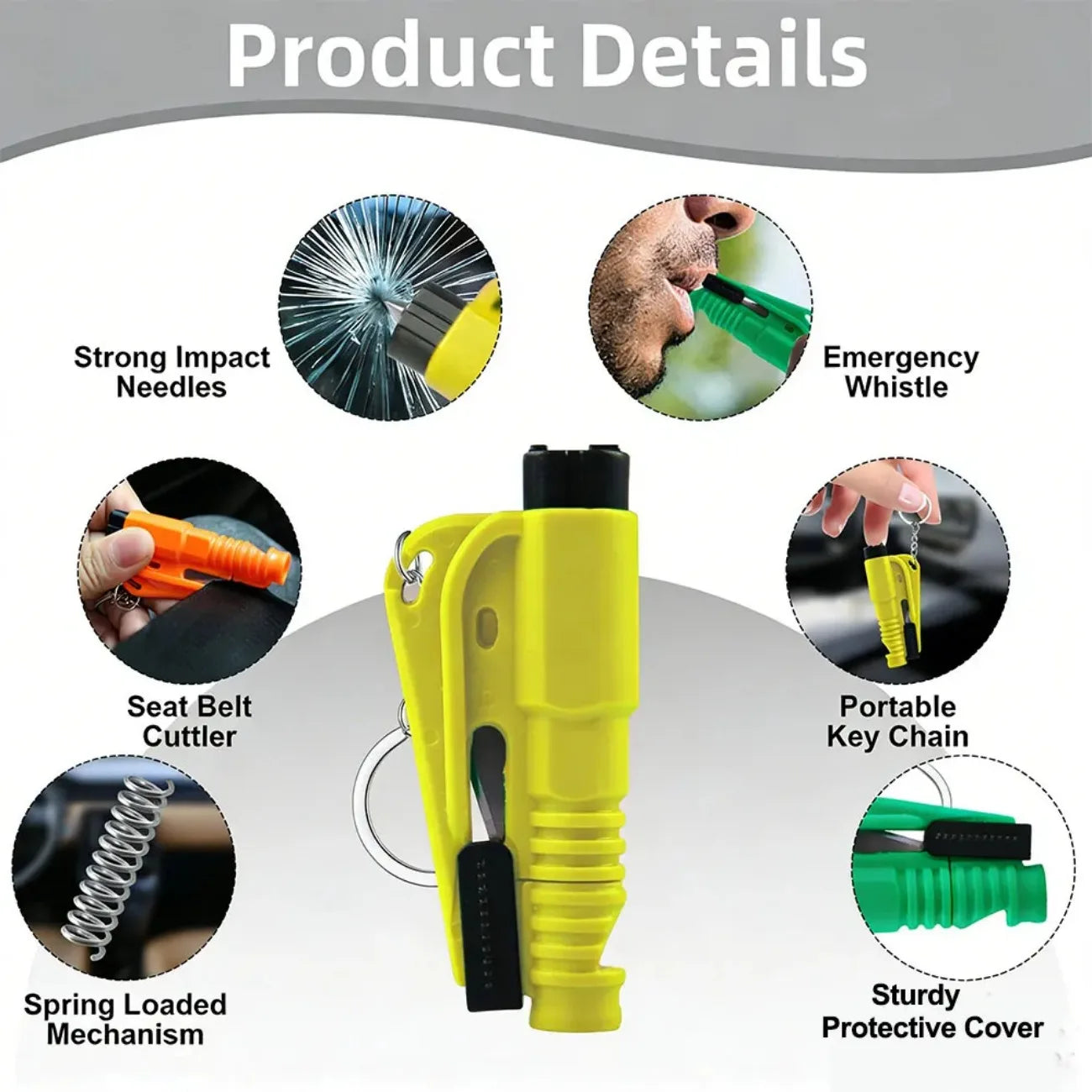 Compact 3-in-1 Safety Hammer Car Escape Tool  Window Breaker Seat Belt Cutter Rescue Whistle Emergency Escape Tool Accessories