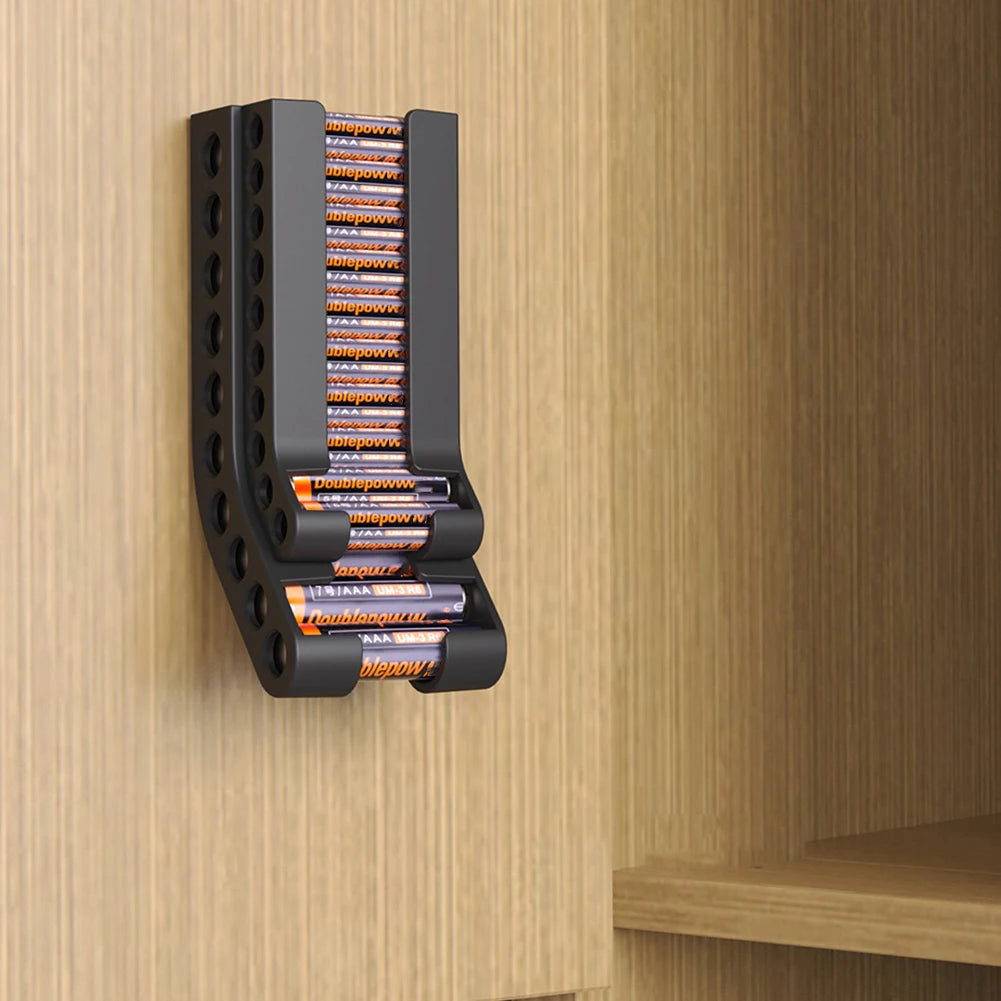 Battery Storage Organizer AA & AAA Combo Battery Keeper Holder Wall Mount Battery Dispenser Container for 10AAA & 10AA Batteries