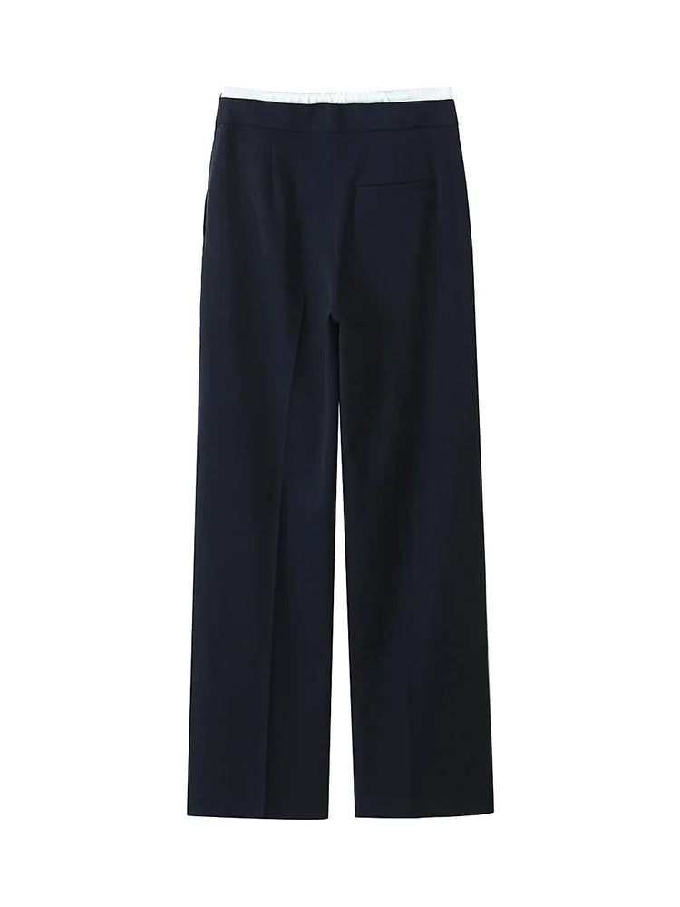 Willshela Women Fashion Solid Lace Up Side Zipper Straight Pants Vintage High Elastic Waist Female Chic Lady Trousers