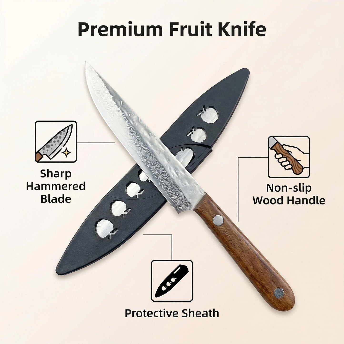 Premium 67-Layer Forged Damascus Steel Fruit Knife With Wooden Handle And Protective Sheath Meat Cutter Vegetable Slicer Knife