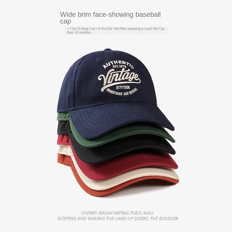 Korean Vintage Embroidered Baseball Caps Women Summer Outdoor Sunscreen Soft Top Hat Showing Face Small Casual Men's Hats