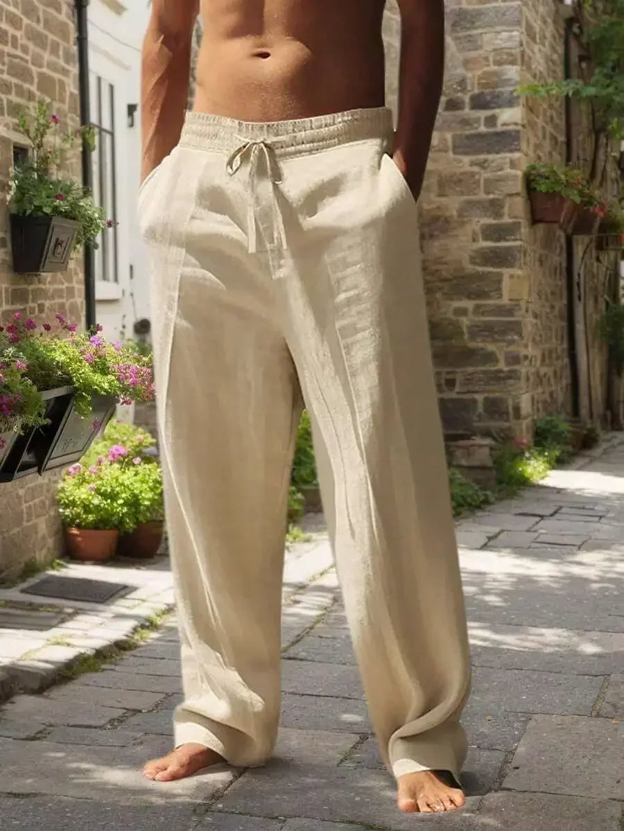 Men's Linen Wide Leg Casual Pants Are Loose Fitting, Breathable And Comfortable, Suitable For All Seasons And Versatile