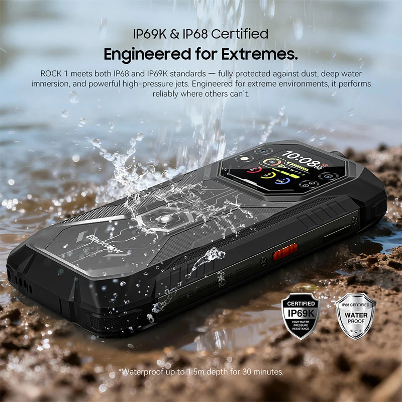 Blackview ROCK 1 AI Rugged Smartphone 6.56-inch 90Hz Display 256GB MediaTek Helio G81 Android 16 NFC Torch 15000mAh Cellphone