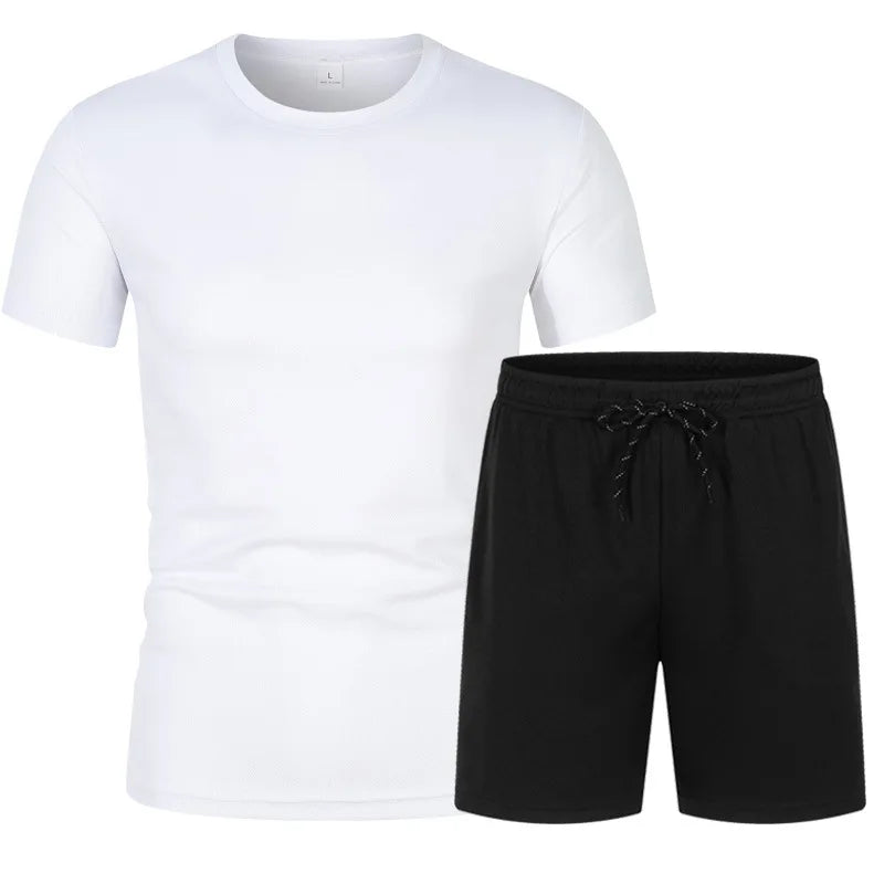 Summer Quick Drying Men's Sets Fashion tracksuits Casual Breathable Short Sleeve 2D Printed Sports T-shirt+Shorts Basketball Set