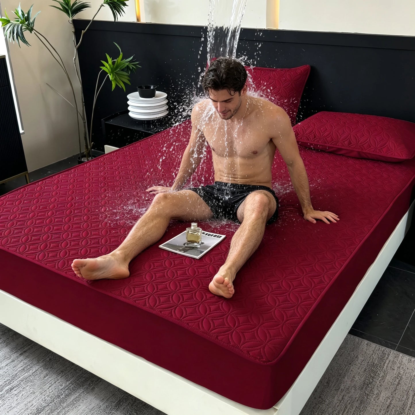 1 Piece of Luxurious, Ultra-Soft, Comfortable, Waterproof Fitted Sheet and Thickened Mattress Cover (Pillowcase Not Included), Solid Color Bedding Set, All-Inclusive Mattress Cover, Skin-Friendly, Breathable, Moisture-Wicking