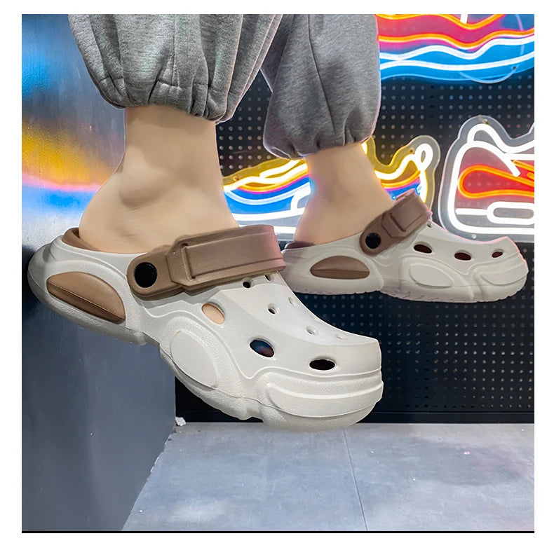 Summer Men's Thick-Soled Non-Slip Breathable Toe-Cap Sandals Casual Beach Slippers Plus Size Multicolor Men Shoes
