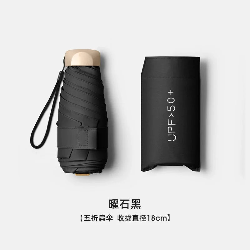 Low Price Promotion Mini Sun Umbrella Pocket Rain Umbrella Vinyl Folding UV Ultraviolet Protection Sun Shade Pocket Parasol