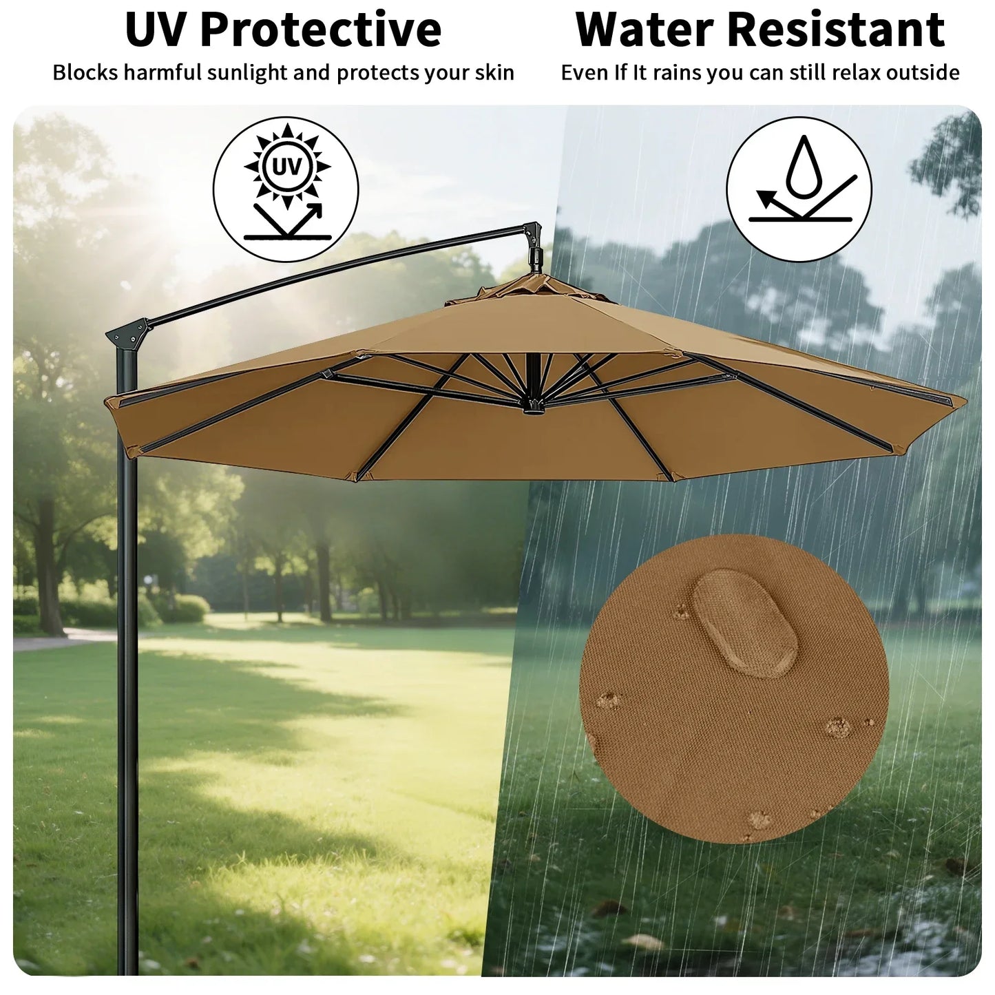 Parasol Replacement Cover 6 Ribs/8 Ribs Market Patio Umbrella Cloth Canopy Cover Waterproof Sunshade For Outdoor Garden