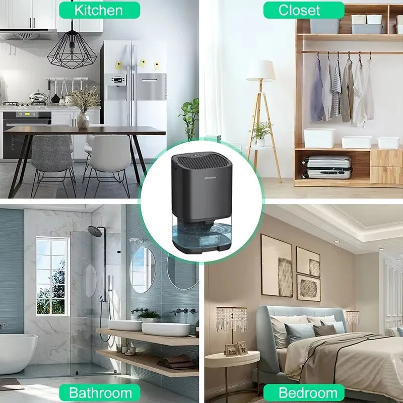 Smart Compact Air Purifier & Dehumidifier Ideal for Home Office Bedroom Kitchen Living Room Mini Unit with Deodorizer EU/US Plug