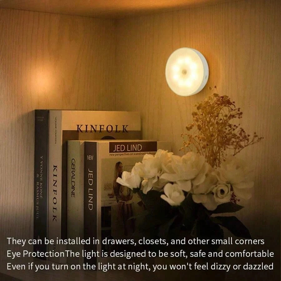 LED Night Light with Motion Sensor Cabinet Lamp Wireless Bedside Nightlight Battery Power For Bedroom Closet Stairs Lighting