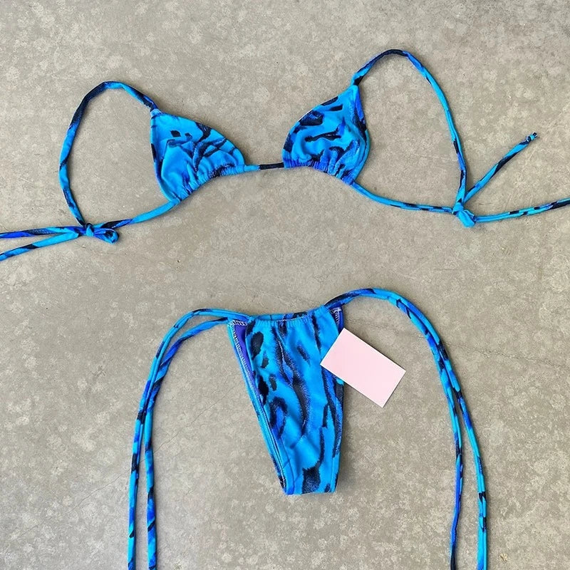Micro Bikini Push Up Women Swimsuit Print Sexy Halter Brazilian Bikini Set 2025 New Beachwear Female Beach Vacation Bathing Suit