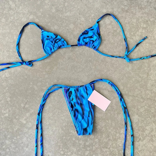 Micro Bikini Push Up Women Swimsuit Print Sexy Halter Brazilian Bikini Set 2025 New Beachwear Female Beach Vacation Bathing Suit
