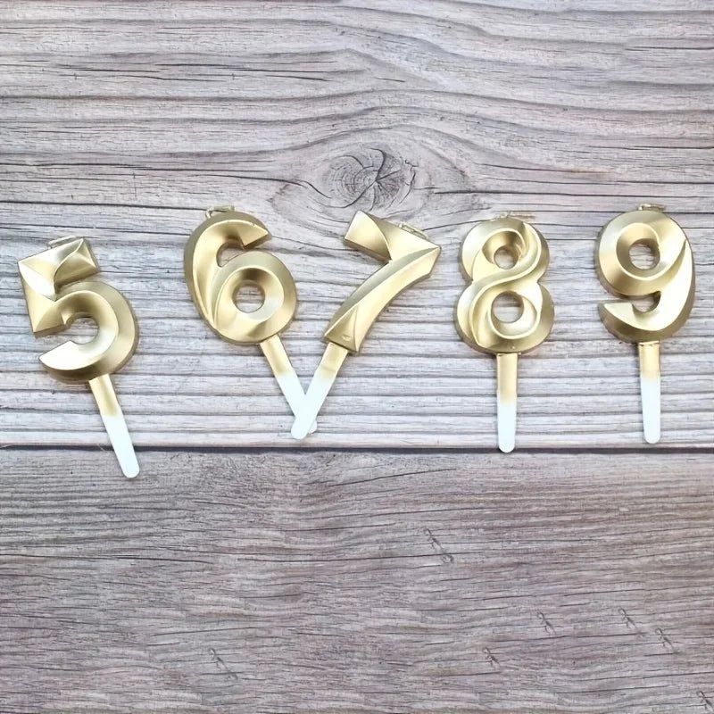 Creative Gold Diamond Number Candle Large 3D Birthday Cake Topper Decoration Party Supplies Anniversary Celebration Age Candle
