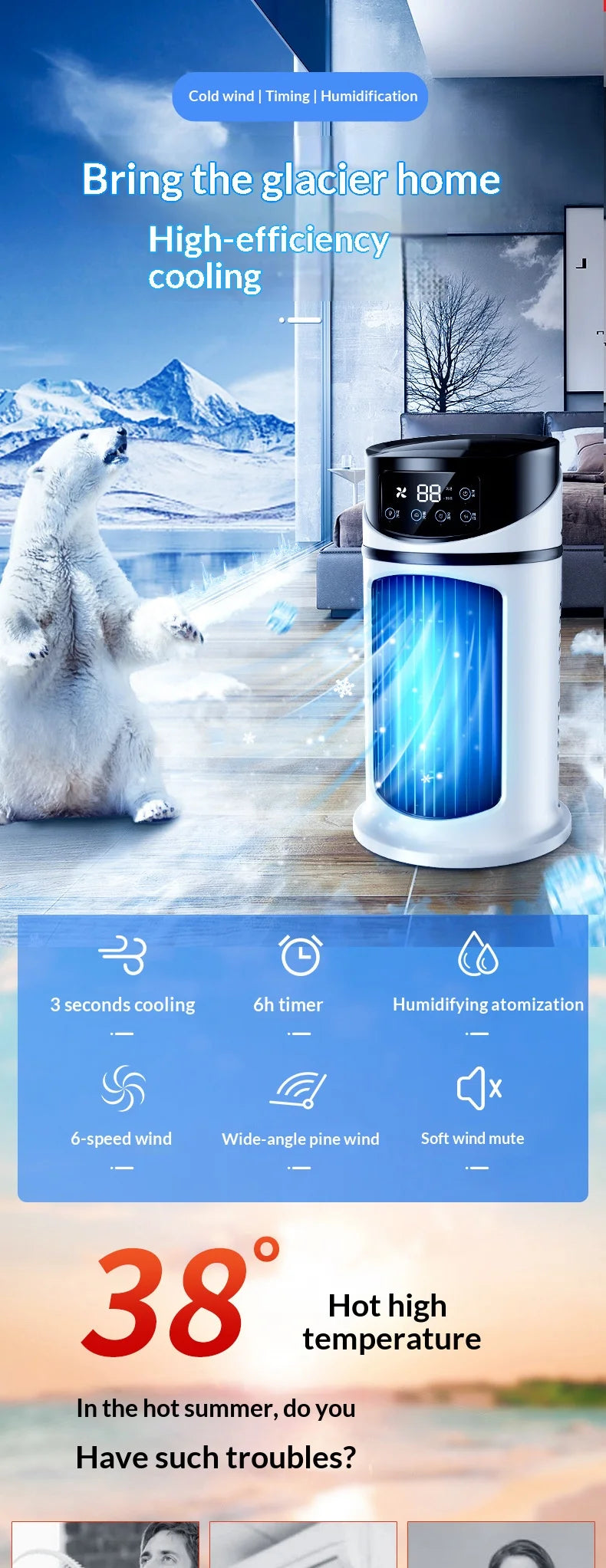 Portable Mini Air Conditioner Air Cooler Fan Water Cooling Fan Air Conditioning Air Cooler For Office Mobile Air Conditioner