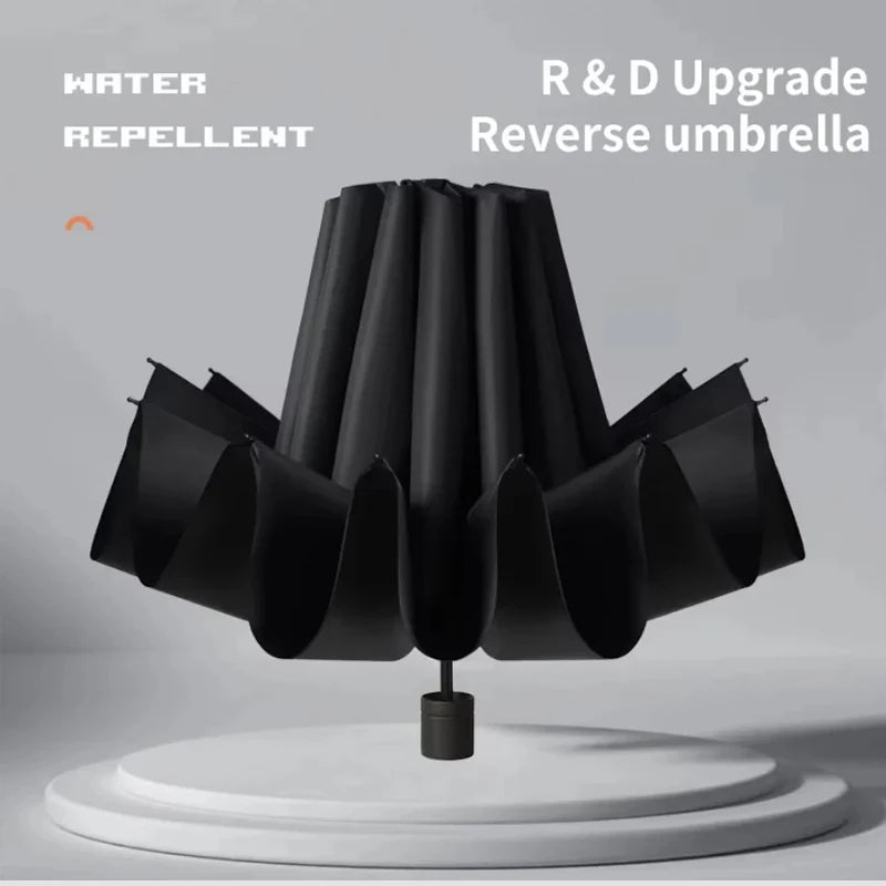 Extra Large 12-Rib Reinforced Umbrella Windproof UV Protection Heavy Rain Compact Fold Design 130cm for Sun And Rain