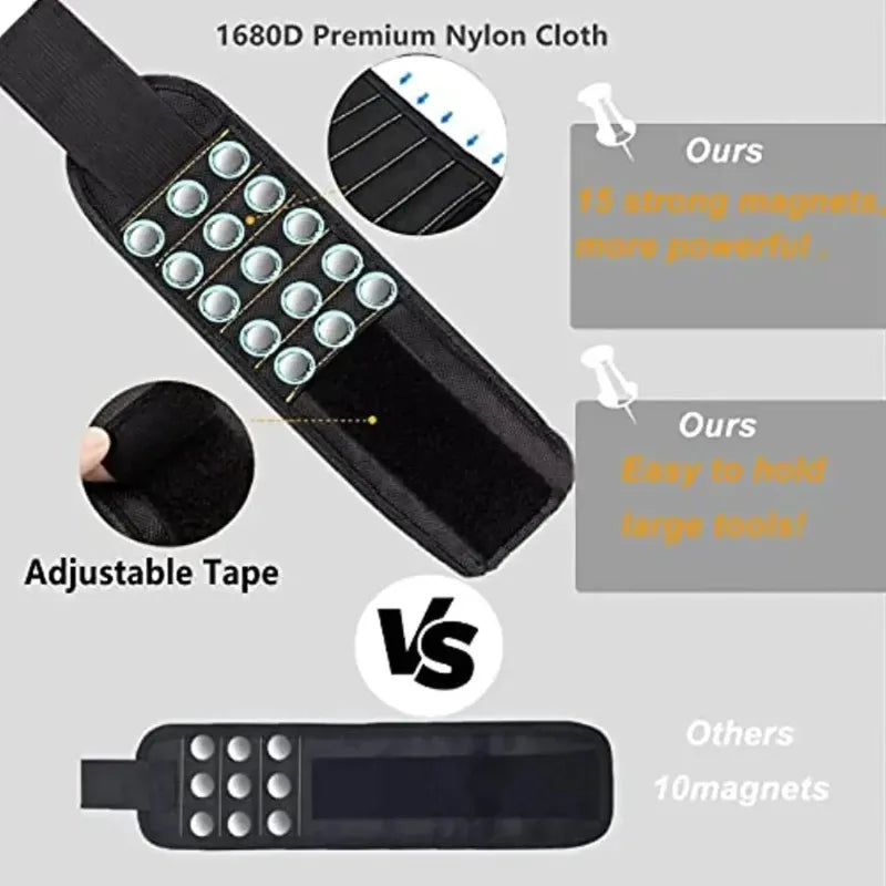 Powerful magnetic tool magnetic wristband - used to secure screws, nails, drill bits, and strong magnetic wrist tool kits parts