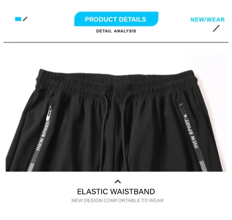 Ice Silk New Pants for Men's Summer Thin Style Sports Quick Dried Straight Leg Draping Wide Leg Pants Casual Long Pants for Men