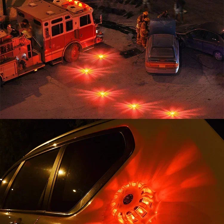 USB Rechargeable Warning Light LED Road Flares Emergency Lights Roadside Safety Beacon Disc Flashing Magnetic Beacon