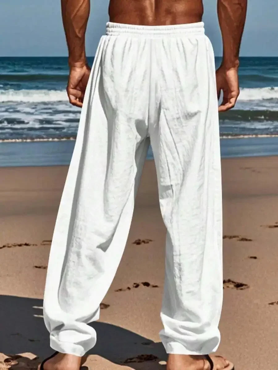 Men's Linen Wide Leg Casual Pants Are Loose Fitting, Breathable And Comfortable, Suitable For All Seasons And Versatile