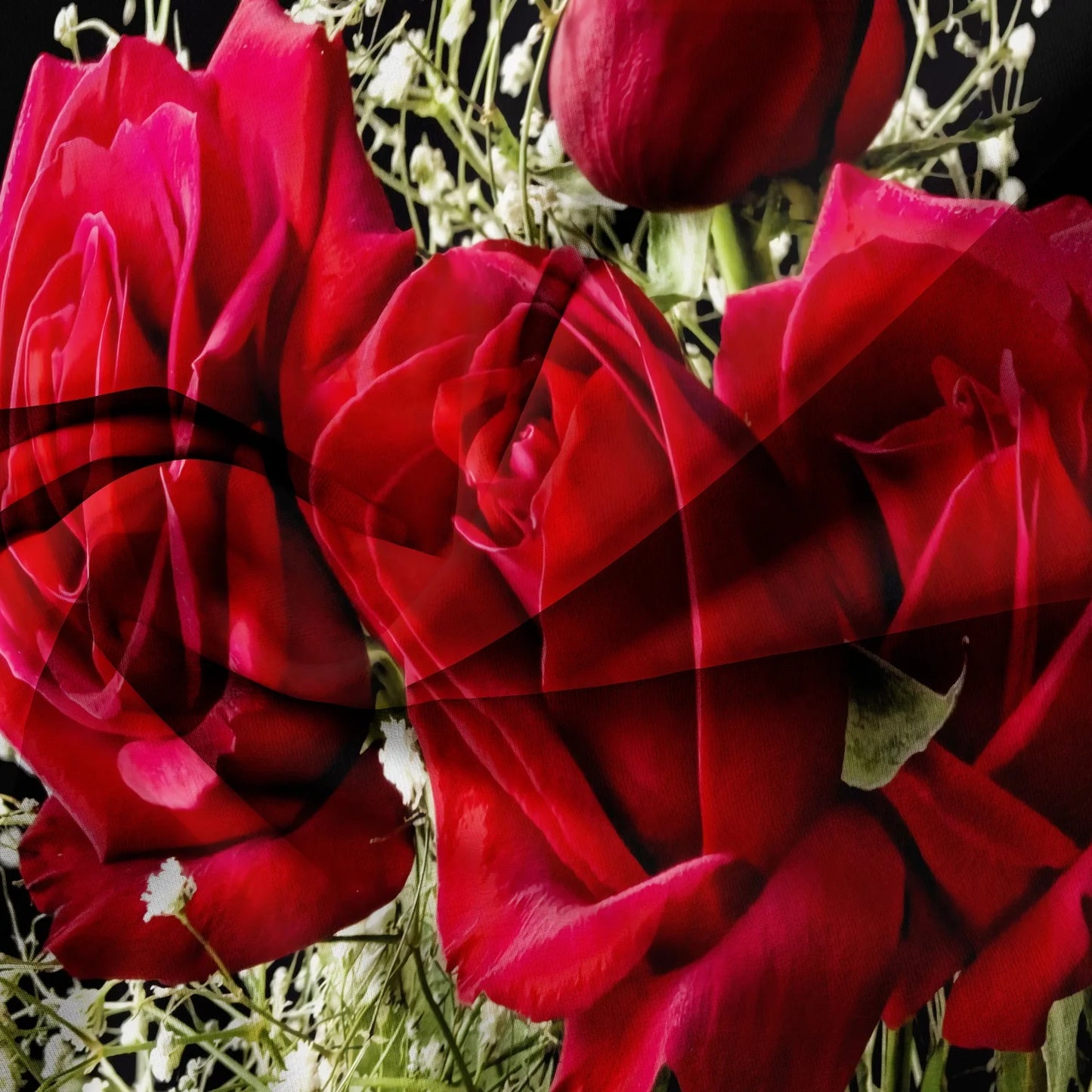 3pcs Red Rose Print Bedding, Bedroom Decor Duvet Cover With Pillowcases Set, No Filler (1* Duvet Cover + 2*Pillowcases)