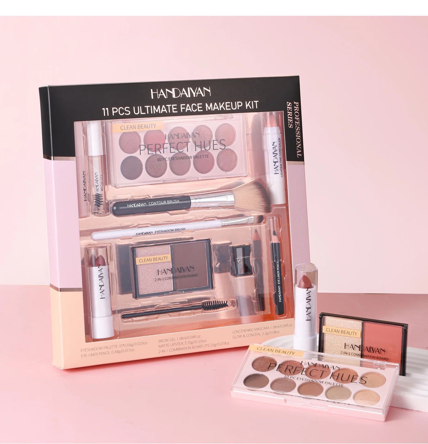 Professional Makeup Kit 11 Pieces Shadow Contour Blusher Set Waterproof Highly Pigmented Smudge Proof Face Cosmetics Collection