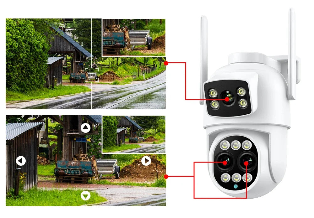 ICSEE Smart WIFI Security Camera 12MP 8K Three Lens 8X Zoom Outdoor HD Video Surveillance IP Cameras IPTV CCTV PTZ Auto Tracking