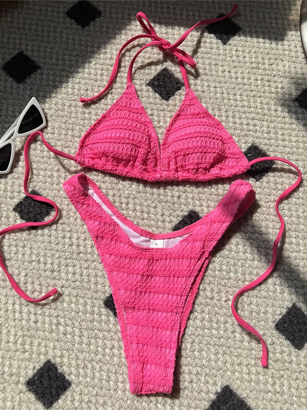 5 Colors Wrinkled Halter Brazilian Bikini Women Swimwear Female Swimsuit Two-pieces Bikini set Bather Bathing Suit Swim K5470