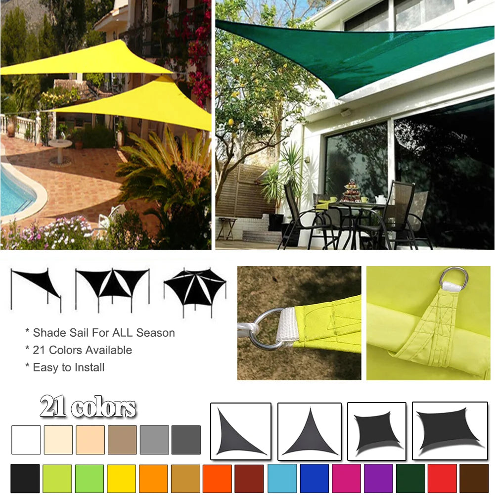 5x5x5/2x2x2M Waterproof Sun Shelter Triangle Sunshade Protection Outdoor Canopy Garden Patio Pool Shade Sail Awning Shade Cloth