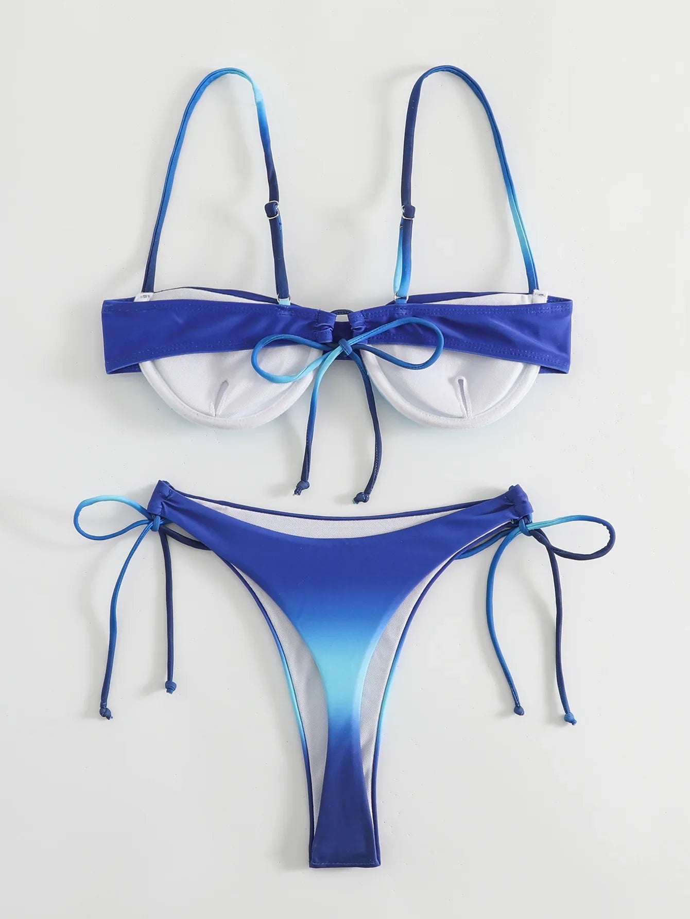 Underwired Gradient High Cut Bikini Female Swimsuit Women Swimwear Two-pieces Bikini Set Micro Thong Bathing Suit Swim Beachwear