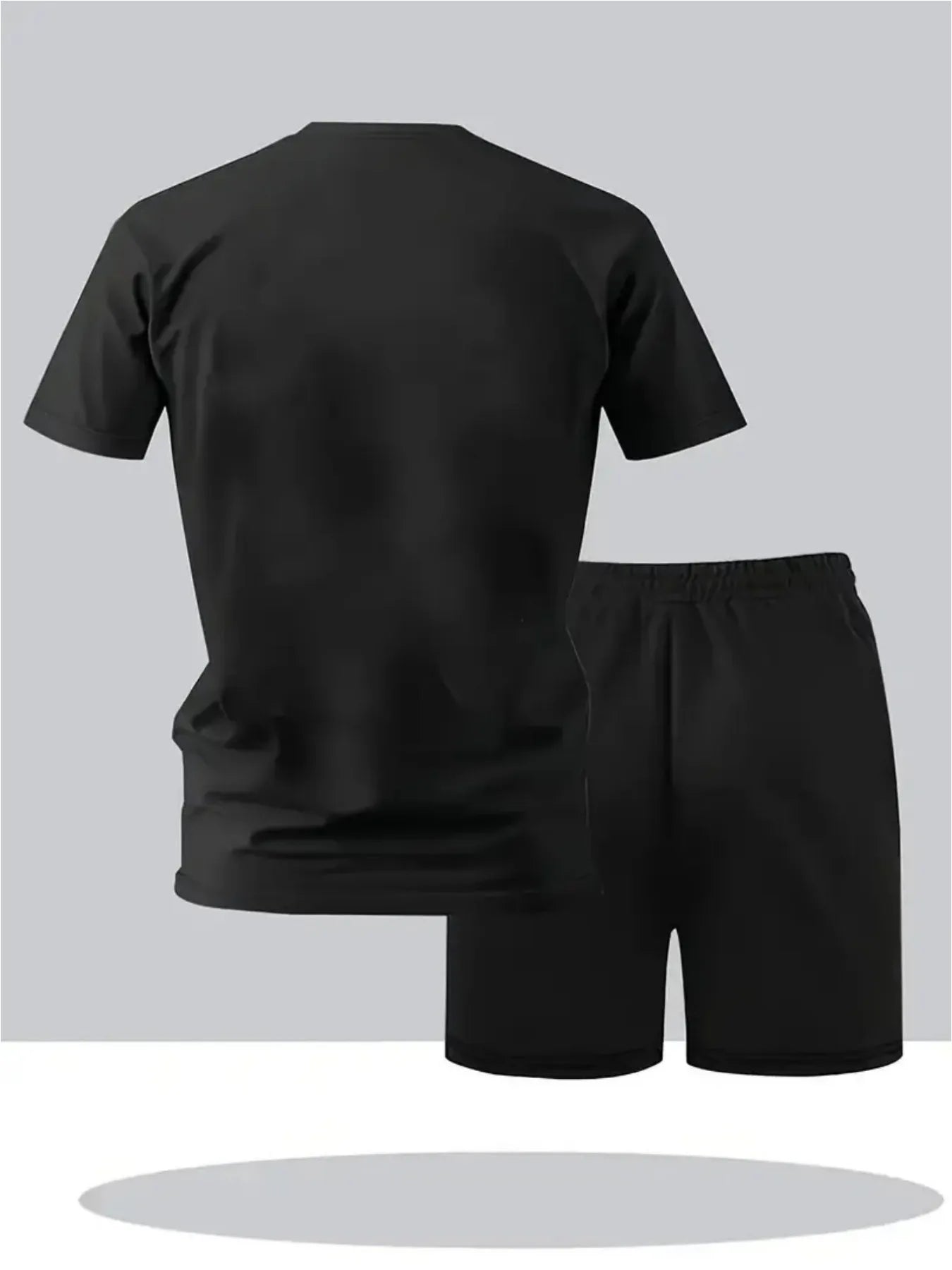 Men's Outdoor Sportswear Set - Short Sleeve T-Shirt with Print & Breathable Casual Shorts, 2-Piece Set