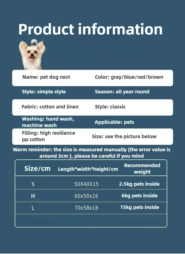 Dog Cat Beds Are Removable Washable Bite Resistant Scratch Resistant Thick Breathable Comfortable Pet Mattresses for All Seasons