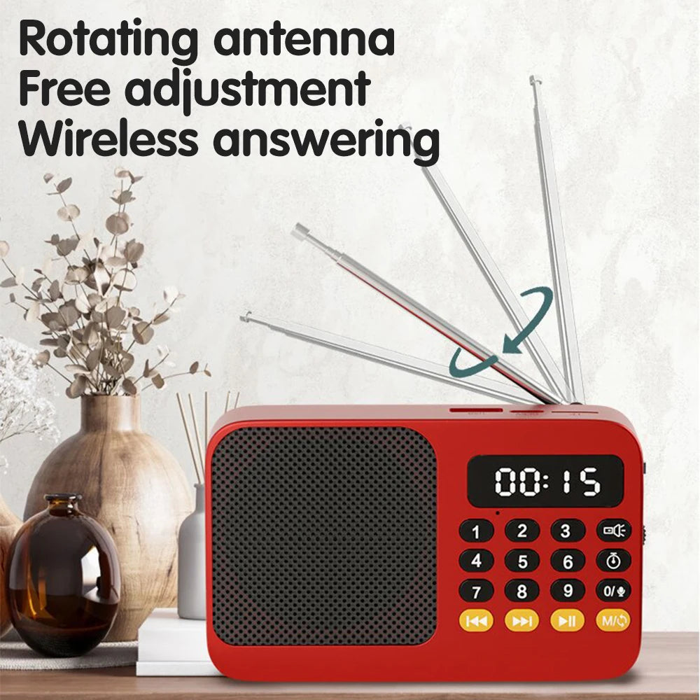 Bluetooth 5.0 Portable FM Radio Small Emergency Recargable Sound Box Mini Vintage Speaker Mp3 Player Support TF Card USB Drive