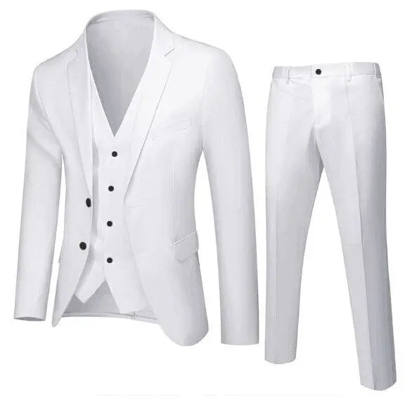 Men Three Piece Suit Sets Full Sleeve Blazers Long Pants Turn Down Collar Slim Fit Evening Wedding Formal Classic 2026 Spring