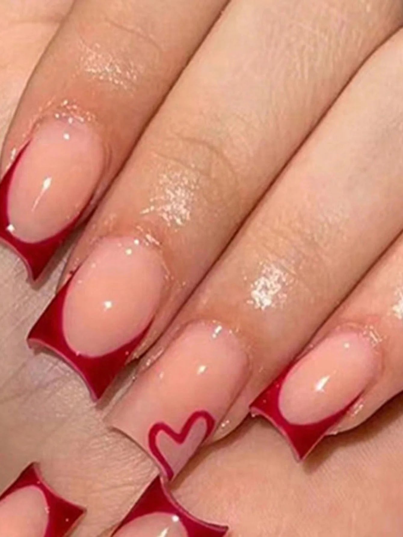 ARTAUG 24PCS Medium Ballerina Pink Nails Black French Tip Press On Nails Press On Nails Love Design Summer Nails Tipsy Cute Nail